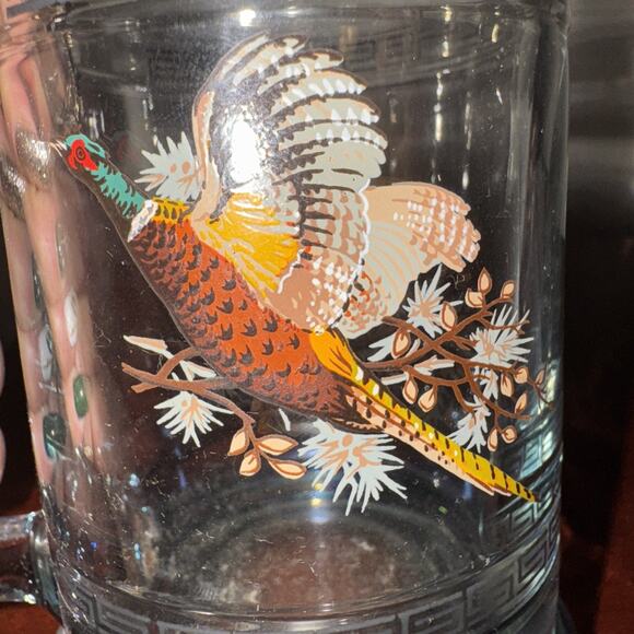 VTG Princess House Beer Mug Stein Pheasants Weighted Base Glass - Picture 6 of 7